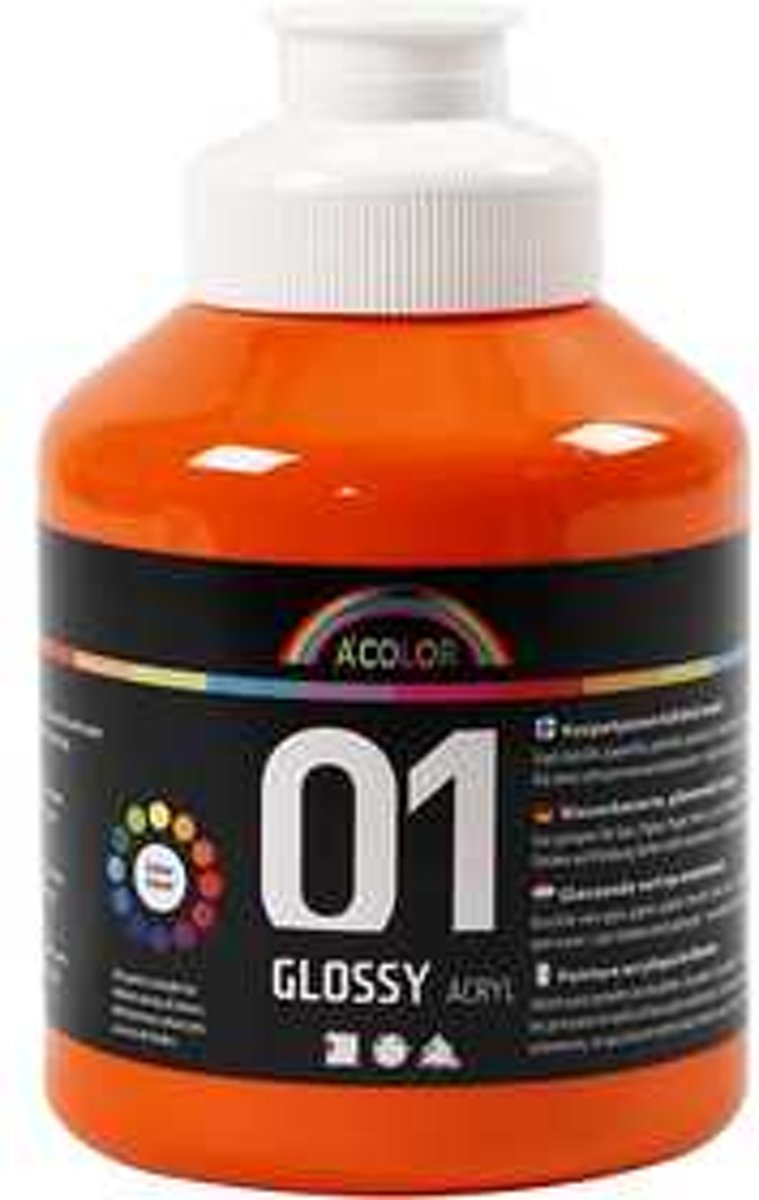 A-Color acrylverf, oranje, 01 - glossy, 500ml [HOB-32014]